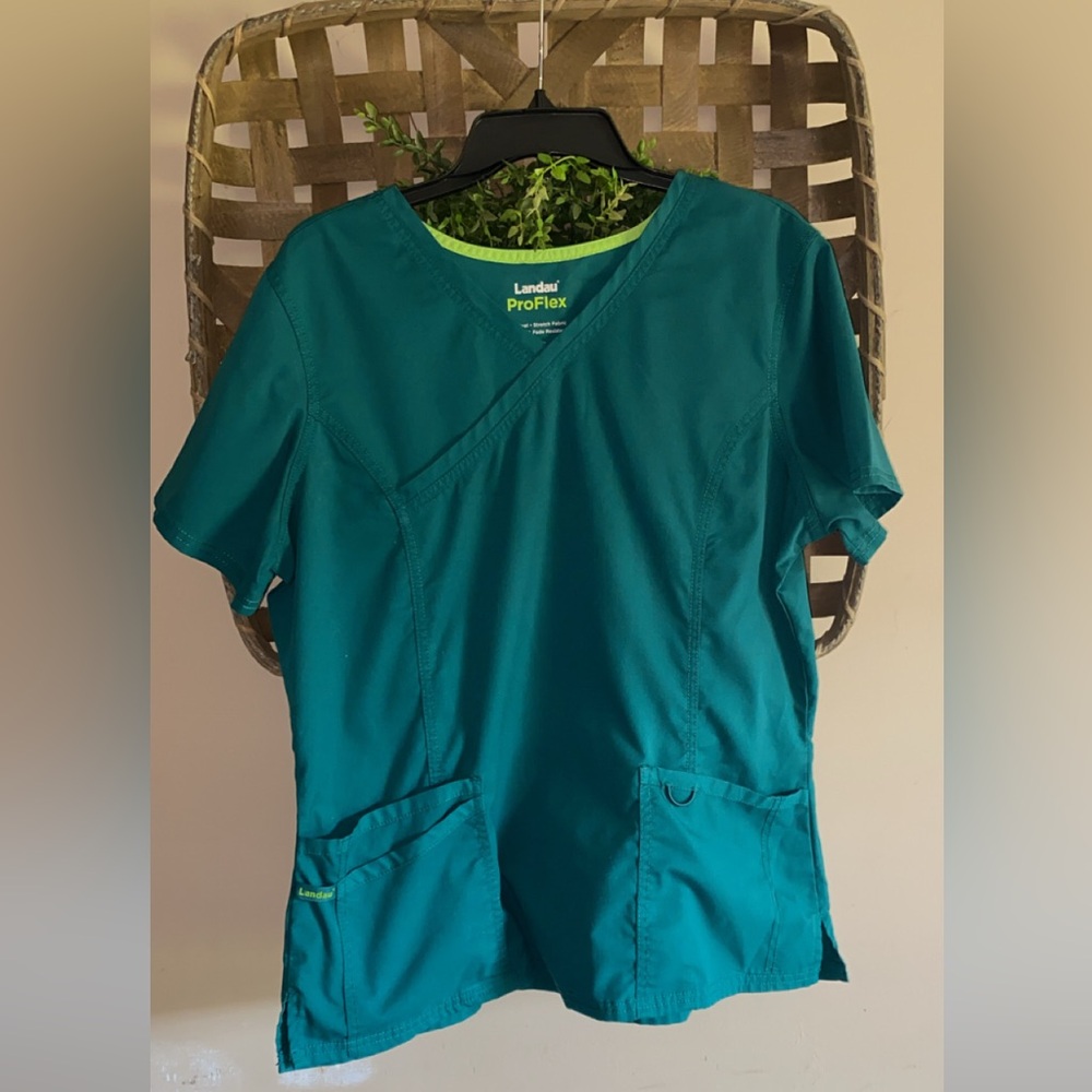 Landau ProFlex Green Scrub Top